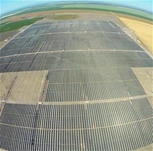 A birdseye view of Moree Solar Farm in rural NSW